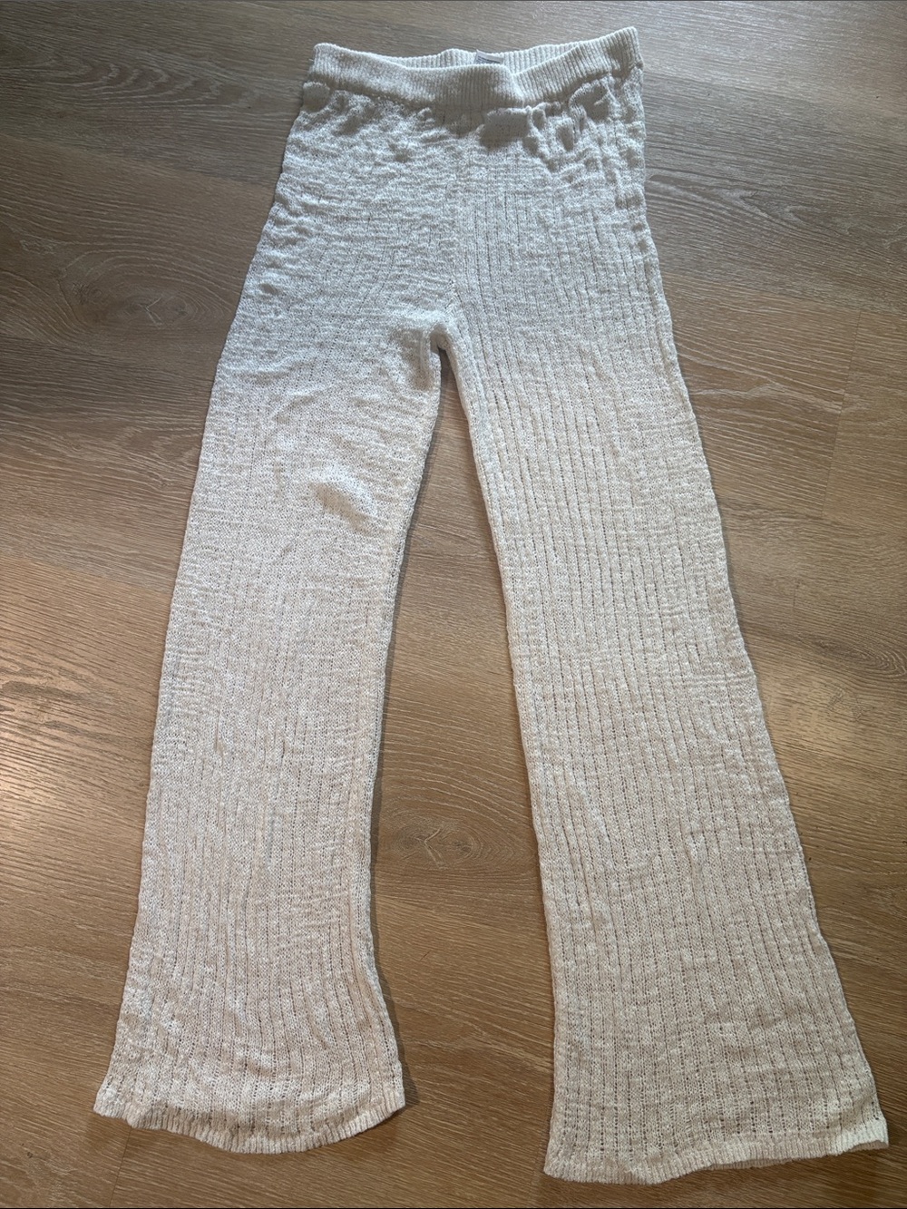 Shade & Shore Cream Ribbed Knit Swim Coverup Pants